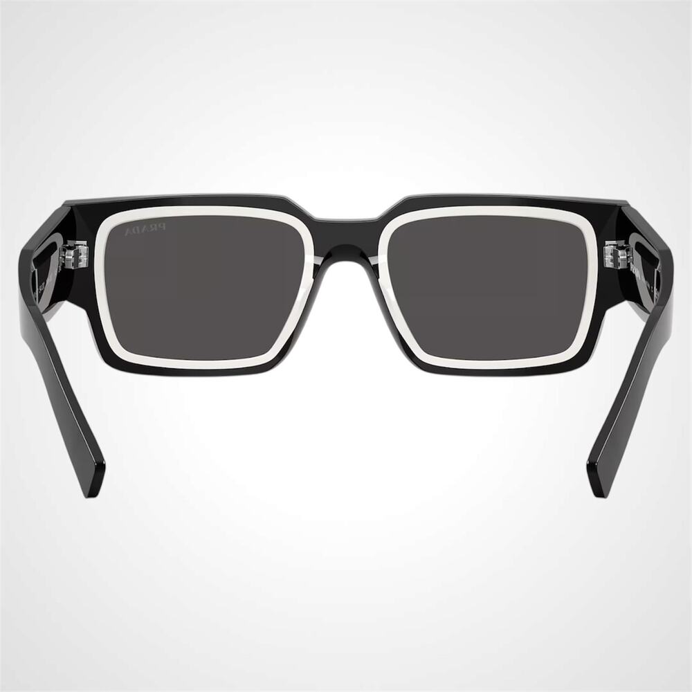 LUXURY NEW PRADA Sunglasses Black & Talc Rectangle Square Mens 54mm Prada - Picture 4 of 6